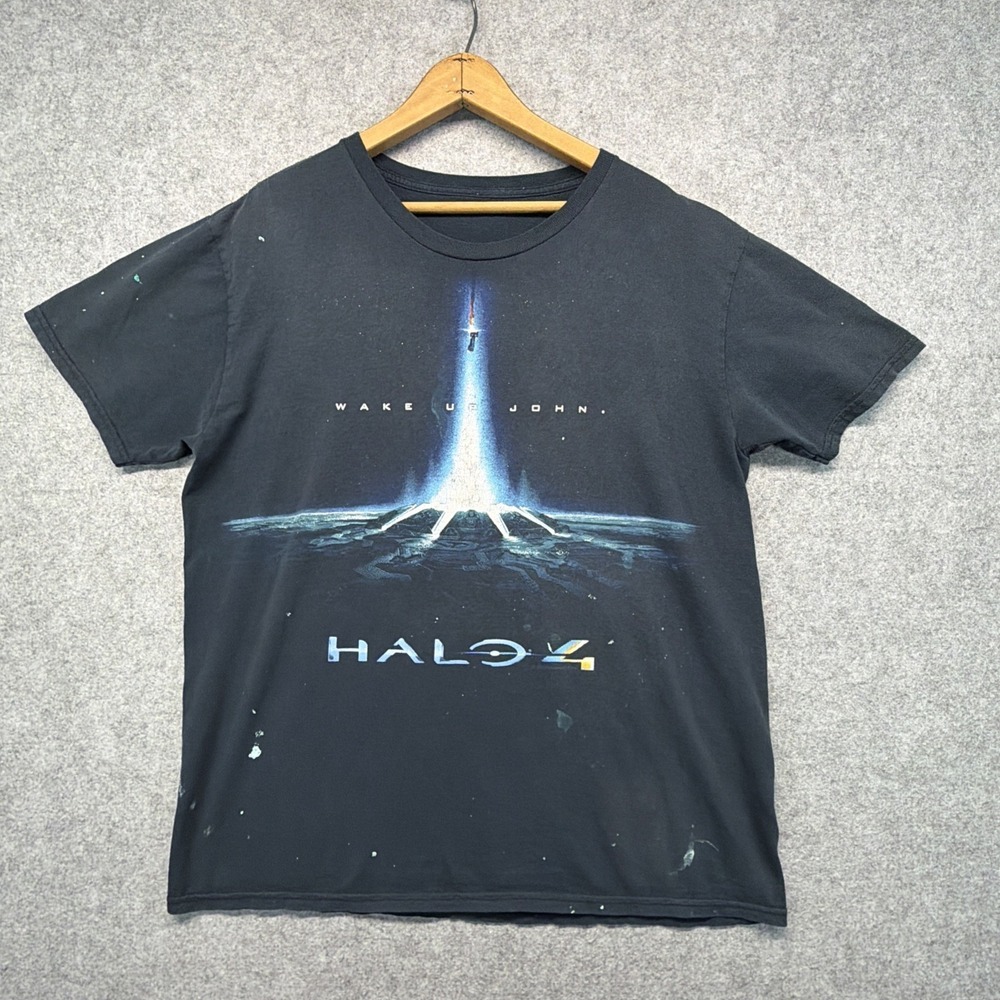 Halo 4 Wake Up John 2012 Microsoft Promo Shirt Men's Size Large Splatter